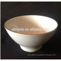 White ceramic footed bowl with gold line